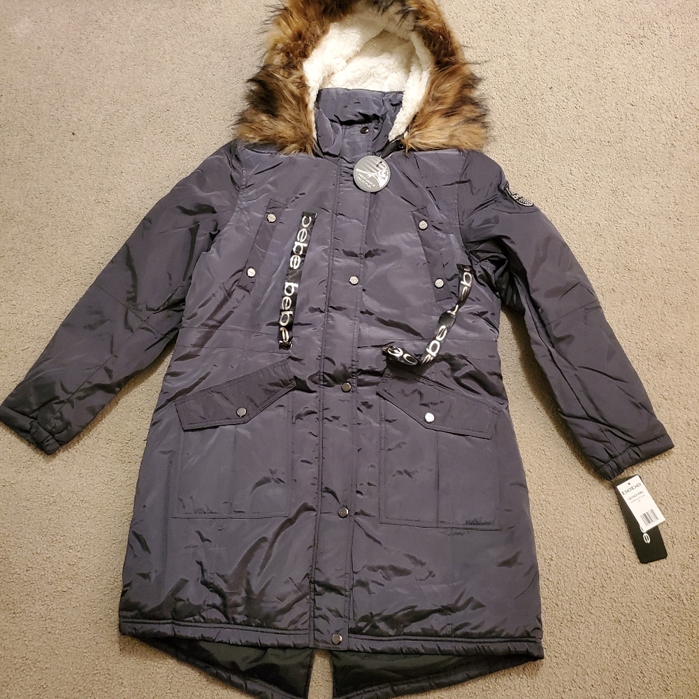 🏷NWT Charcoal BEBE Hooded Anorak - Picture 1 of 9